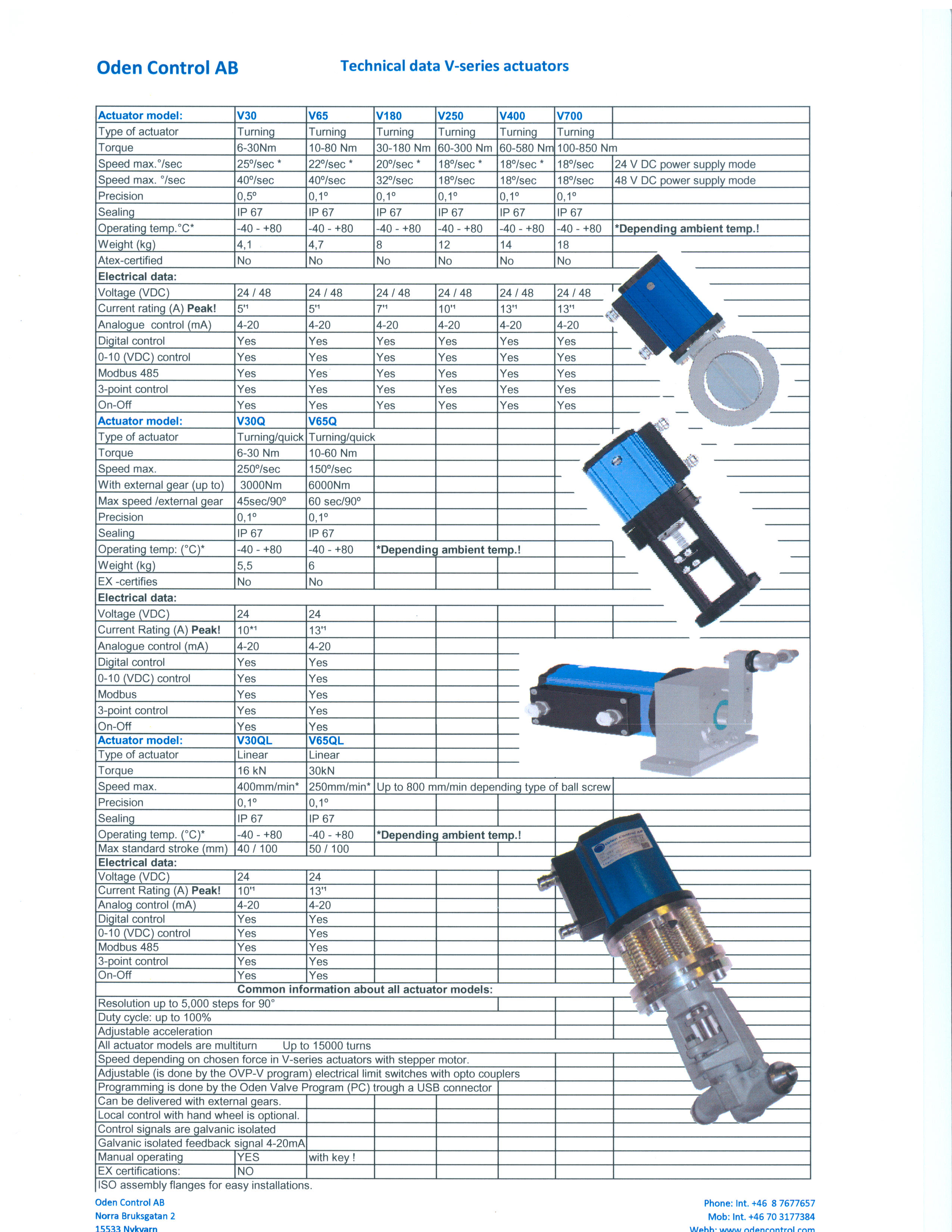Oden Control Electric Actuator Enginstrel Engematic